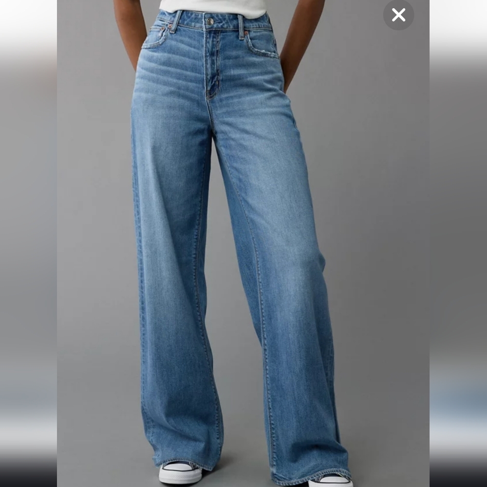 American Eagle Women's Blue Wide-Leg Jeans 8
